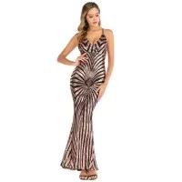 Sequined Mop Backless Sexy Dress