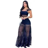 Vestido Con Cremallera Y Costuras De Malla De Club Nocturno Europeo Y Hermoso