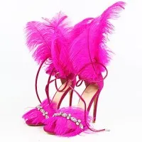 Catwalk Shoes Rhinestone Feather Nightclub High Heels