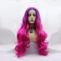 Front Lace Half Hand Hook Gradient Color Long Curly Wig