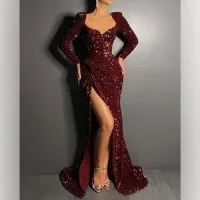 Fashion Sexy Long Sleeve Sequined Dress