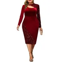 Vestido Irregular De Terciopelo Dorado Con Costuras De Lentejuelas