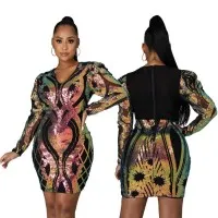 Fashion Stitching Sequin Dress